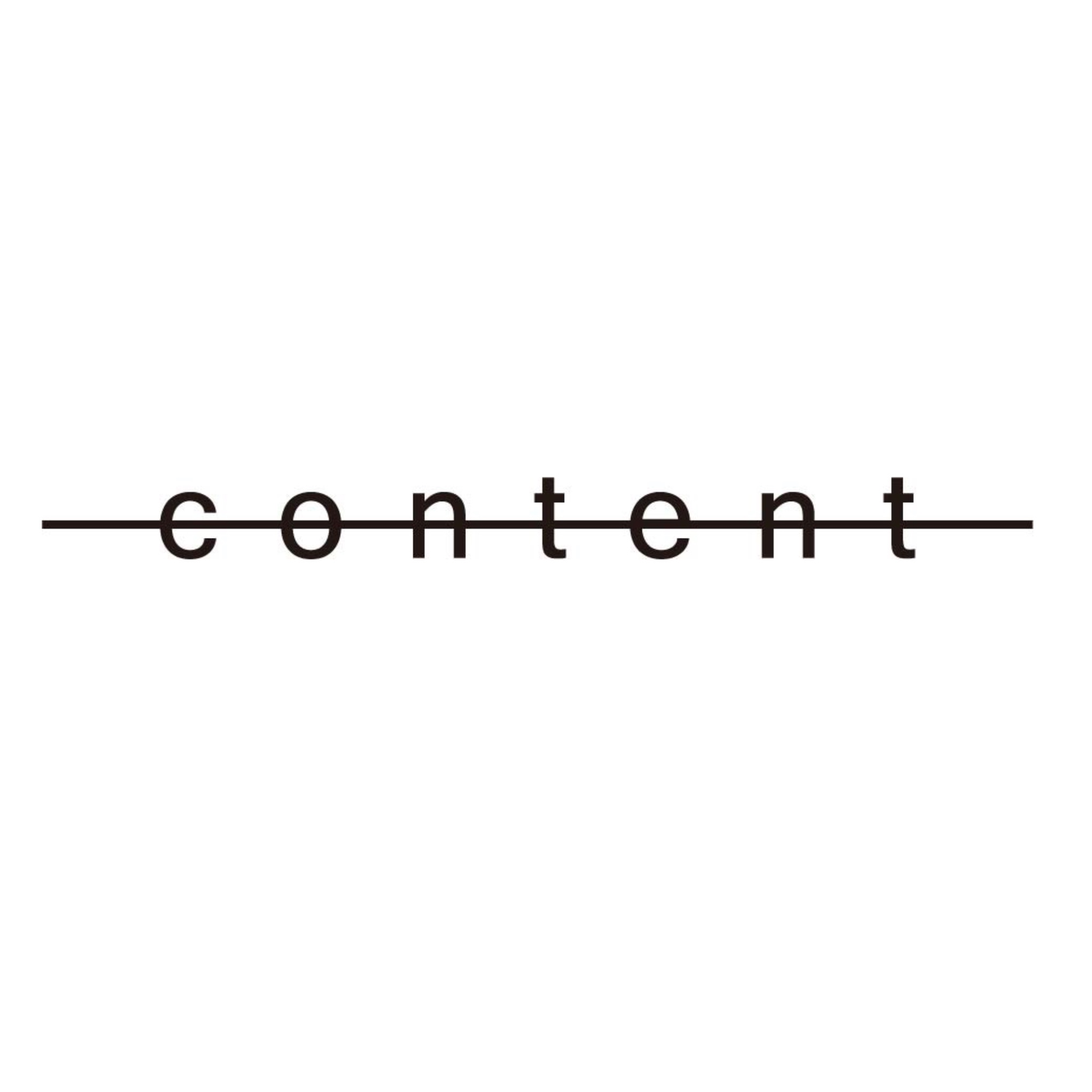 The Content logo is a minimalistic text with a dashed line across the letters.