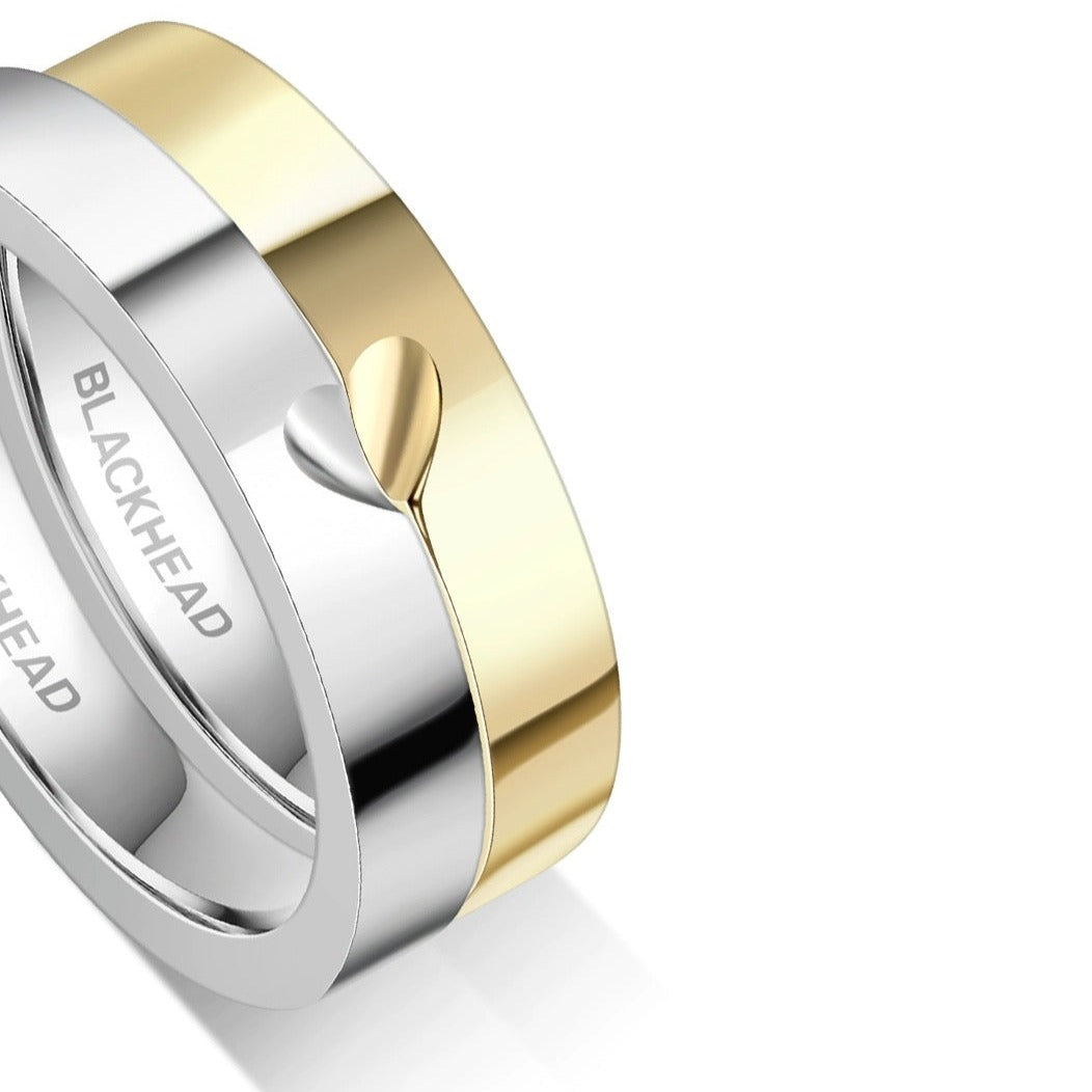 Etched Heart Gold Puzzle Ring