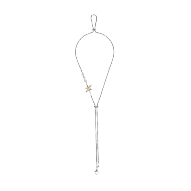 Gold and Silver Color-Blocked Adjustable Star Necklace