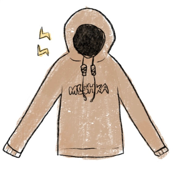 A female model is displayed wearing the Mishka Zip-Up Hoodie.