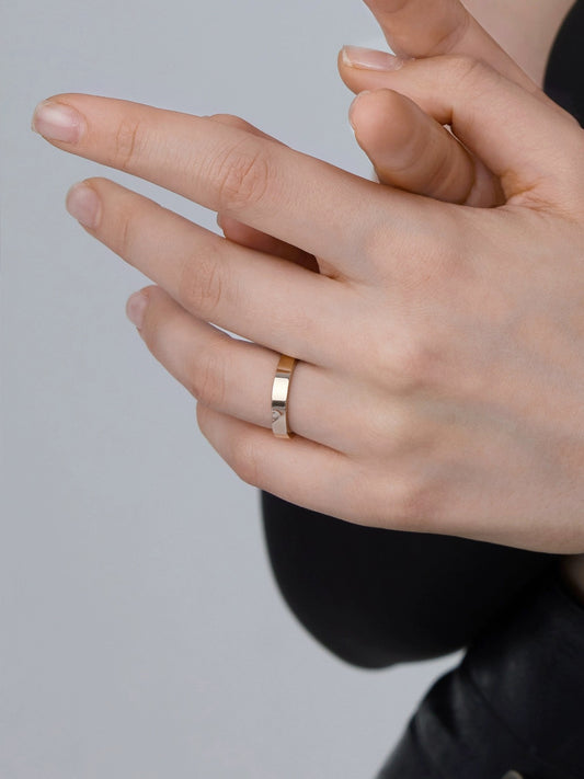 Etched Heart Gold Puzzle Ring